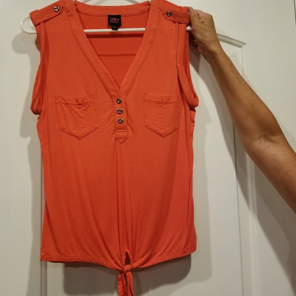 2B orange tank top with knot